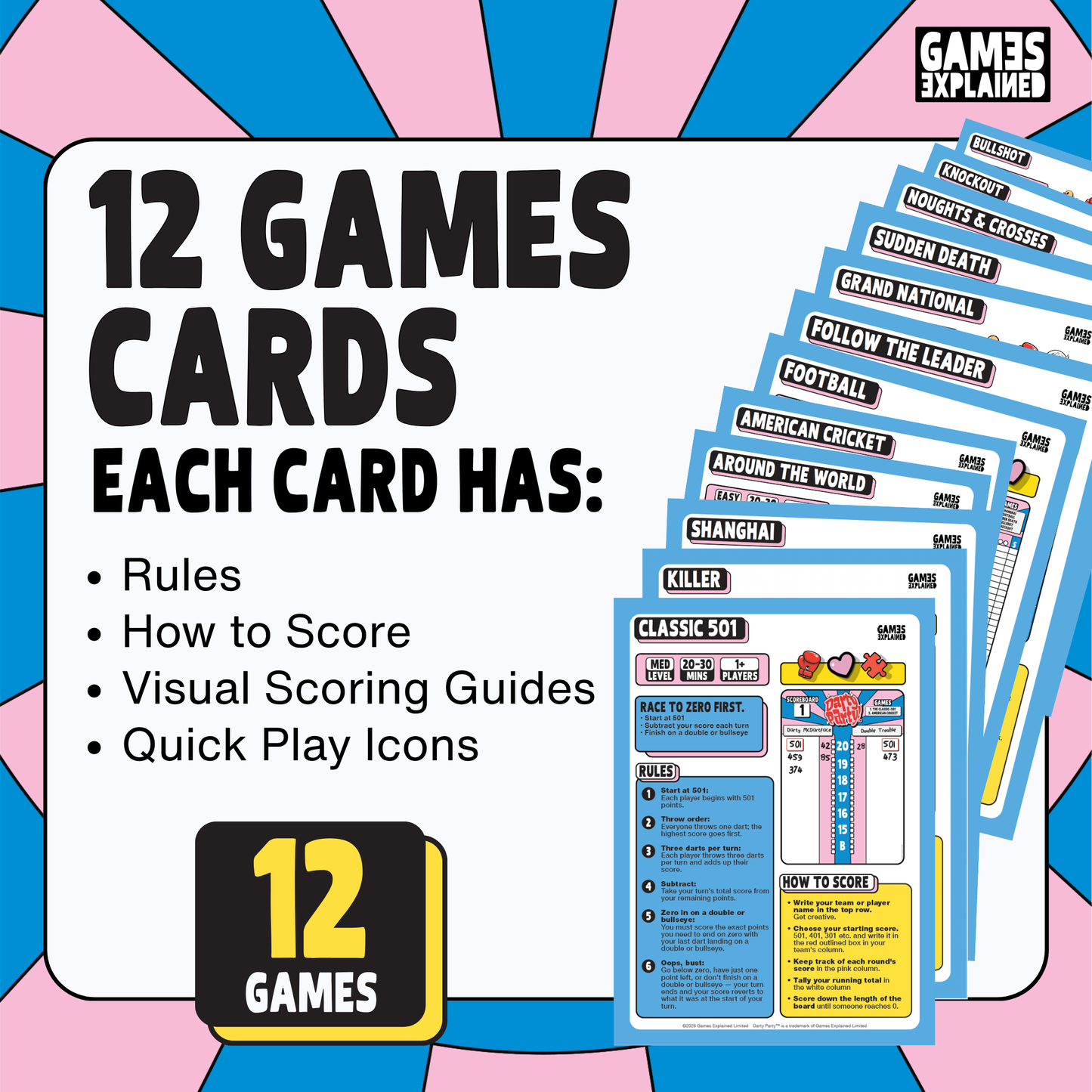 12 DARTS GAMES WITH PRINTABLE SCOREBOARDS | DARTY PARTY