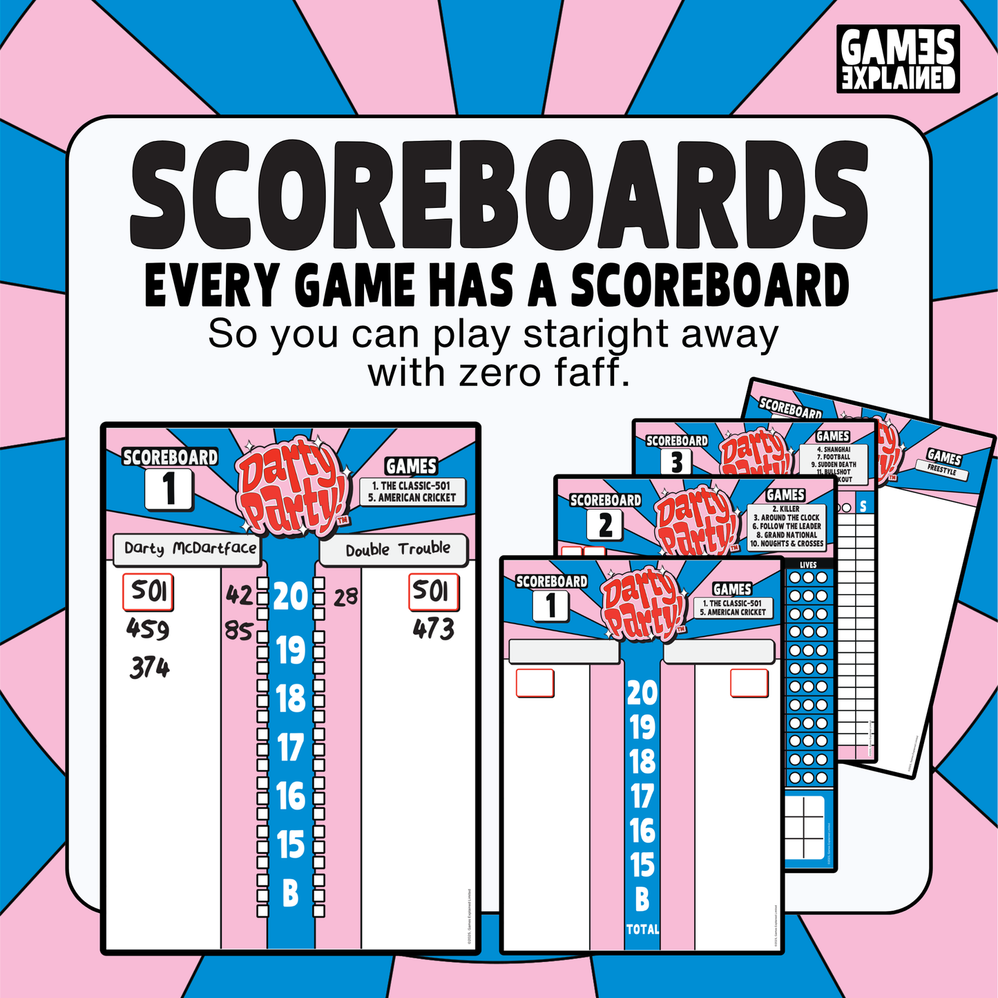 12 DARTS GAMES WITH PRINTABLE SCOREBOARDS | DARTY PARTY